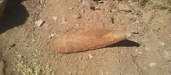 Proyectil de la Guerra Civil Española encontrado en las obras de ampliación del IES Antonio María Calero