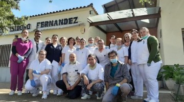 Imagen de los trabajadores de la residencia en el confinamiento realizado durante la primera ola de la pandemia