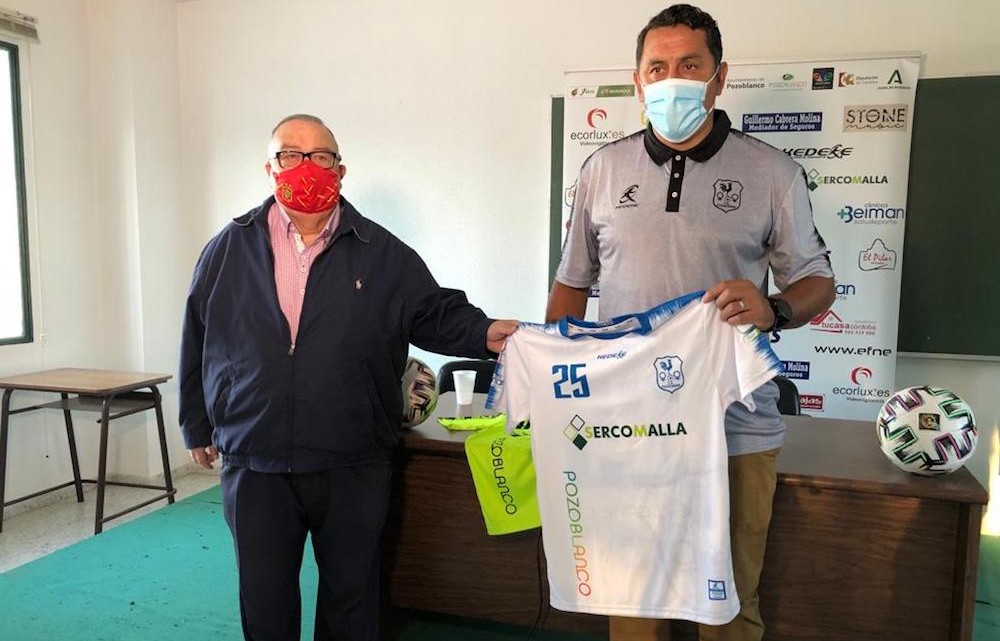 Ariel Montenegro con Agustín Lozano durante su presentación oficial como entrenador del Pozoalbense