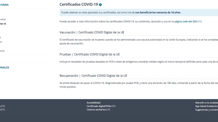 Imagen de la web de ClicSalud+ donde se puede obtener el 'Pasaporte Covid'