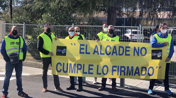 La Policía Local de Pozoblanco durante sus reivindicaciones