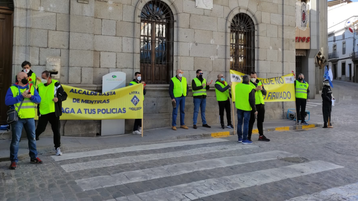 La Policía Local de Pozoblanco durante una de sus protestas