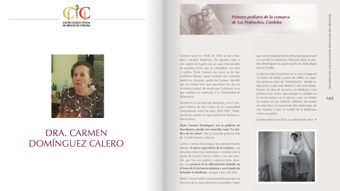 Parte del libro dedicada a Carmen Domínguez Calero