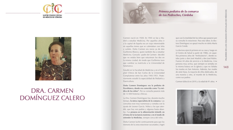 Parte del libro dedicada a Carmen Domínguez Calero