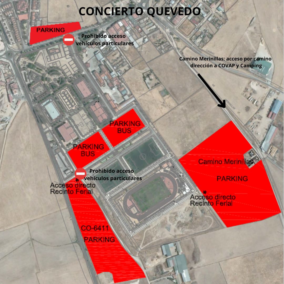 Plano estacionamientos para el concierto de Quevedo