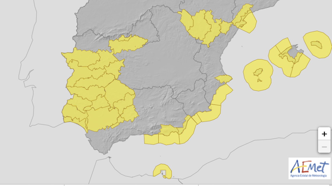 Mapa de previsiones de la AEMET