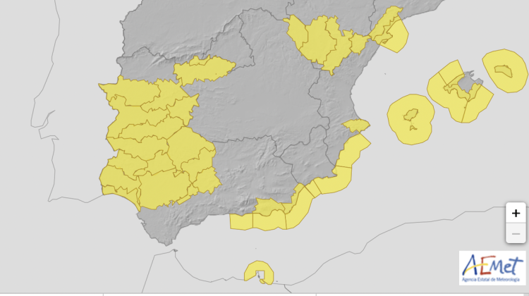 Mapa de previsiones de la AEMET