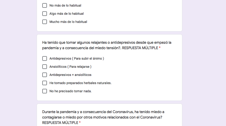 Parte de la encuesta diseñada por profesionales del Área Sanitaria Norte de Córdoba