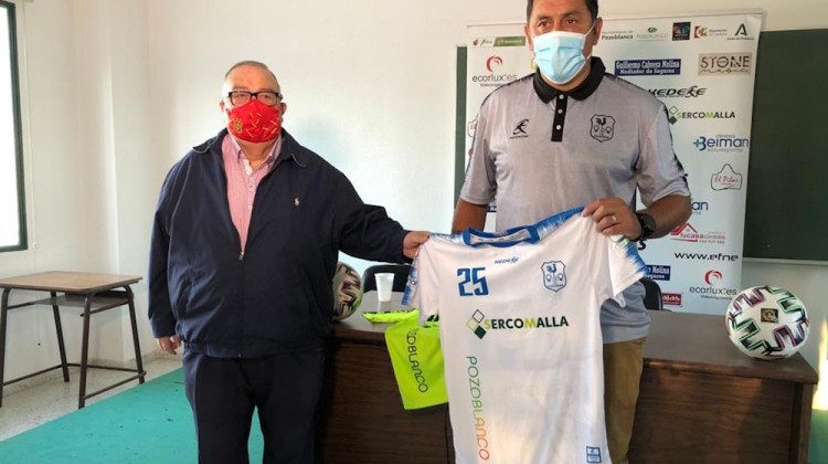 Ariel Montenegro con Agustín Lozano durante su presentación oficial como entrenador del Pozoalbense