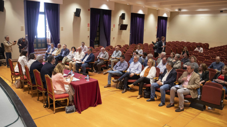 Alcaldes y alcaldesas del Guadiato y Los Pedroches durante la reunión de hoy