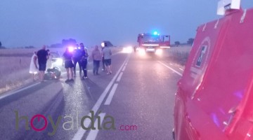 Imagen del accidente en el que se han visto involucrados un turismo y una moto