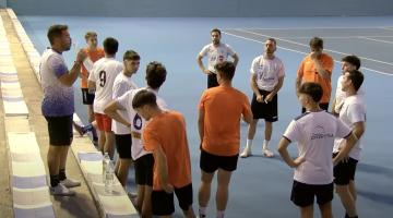 Los jugadores del Pozoblanco Fútbol Sala durante un entrenamiento
