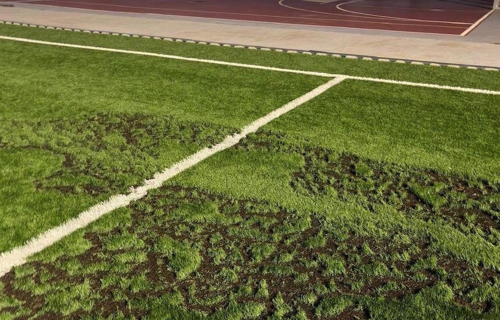 Estado en el que ha quedado el terreno de juego. Foto: Redes Ayuntamiento de Torrecampo