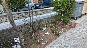 Basura en una calle de Belalcázar con contenedores a escasa distancia