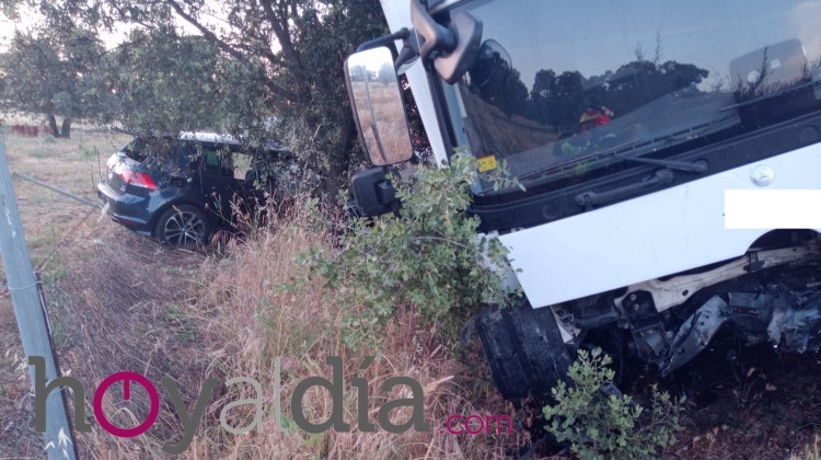 Imagen del accidente entre un turismo y un camión en la A-424