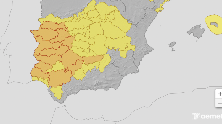 Mapa de avisos de la AEMET