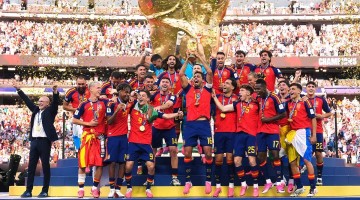 La selección española celebrando el Mundial conseguido en Estados Unidos