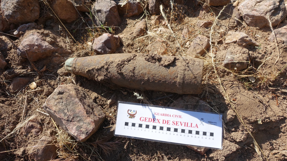 Proyectil encontrado en Hinojosa del Duque