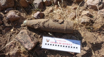 Proyectil encontrado en Hinojosa del Duque