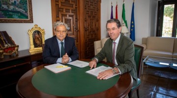 Salvador Fuentes con el presidente de la DOP Los Pedroches Antonio Jesús Torralbo