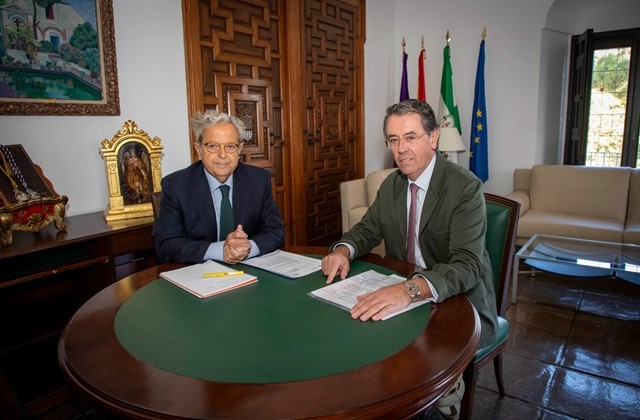 Salvador Fuentes con el presidente de la DOP Los Pedroches Antonio Jesús Torralbo