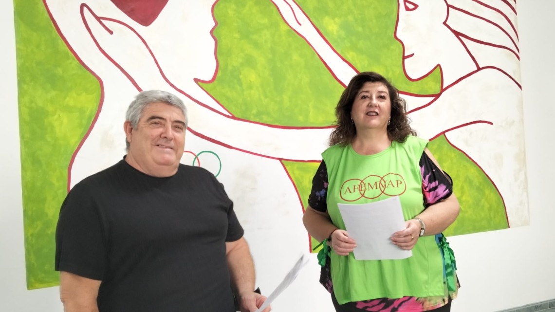 María José Merchán durante la lectura del manifiesto en la sede de Afemvap