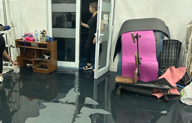 Estado en el que quedó el Gimnasio de Belalcázar tras la tormenta