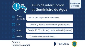 Aviso de corte de agua en Pozoblanco.
