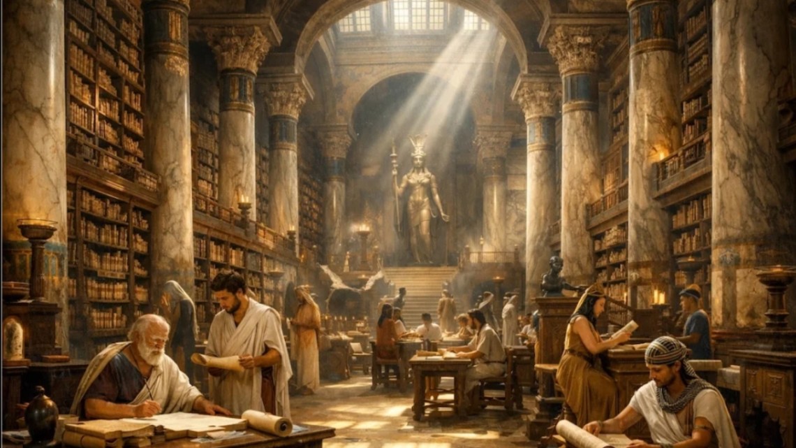 Dibujo de la que fuera la Biblioteca de Alejandría.