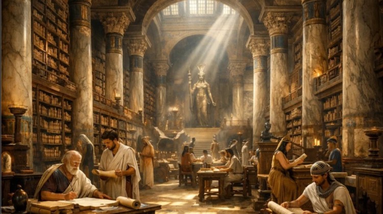 Dibujo de la que fuera la Biblioteca de Alejandría.