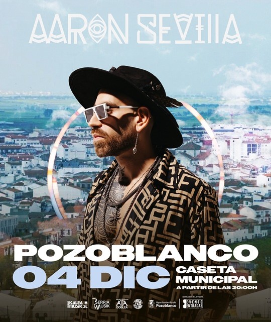 Cartel anunciador de la actuación de Aaron Sevilla en Pozoblanco.